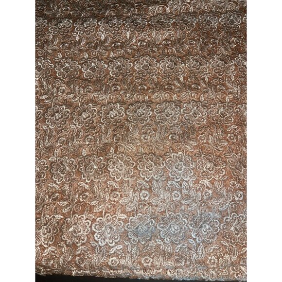 NEW Elegant Floral Lace Fabric Scalloped Edges Metallic Pink Sheer Mesh 40x68 - Picture 2 of 6